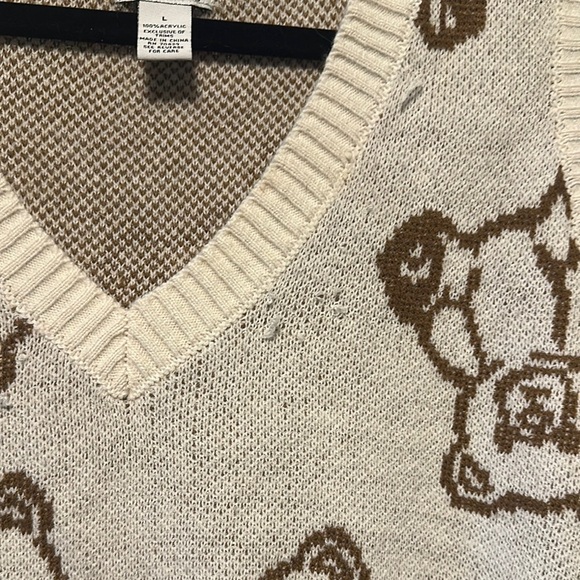 Rue21 Cream and Brown Knit Teddy Bear Vest - Picture 3 of 7